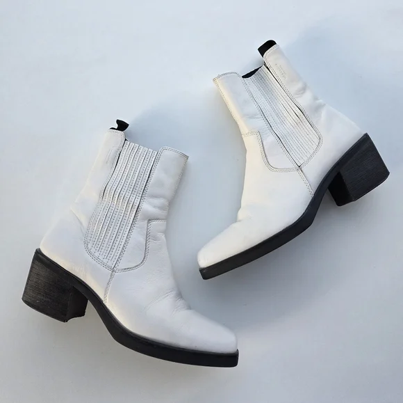 Vagabond Simone White Leather Boots Size 38 Size 8 - Picture 4 of 15